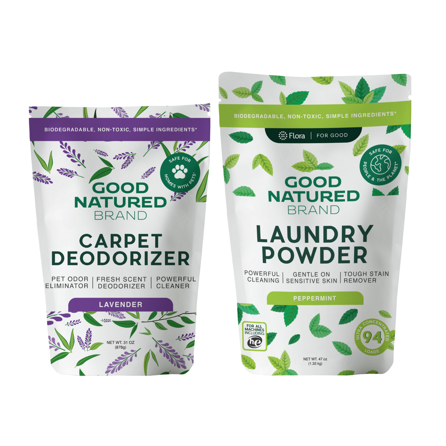 Carpet Deodorizer - Lavender | 31oz and Laundry Powder - Peppermint | 47oz Duo