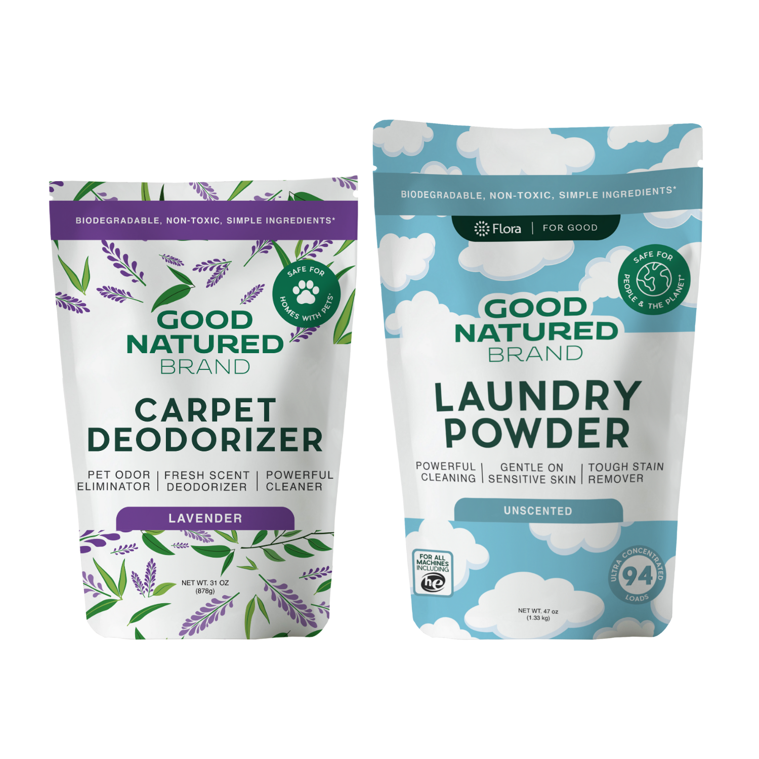 Carpet Deodorizer - Lavender | 31oz and Laundry Powder - Unscented | 47oz Duo