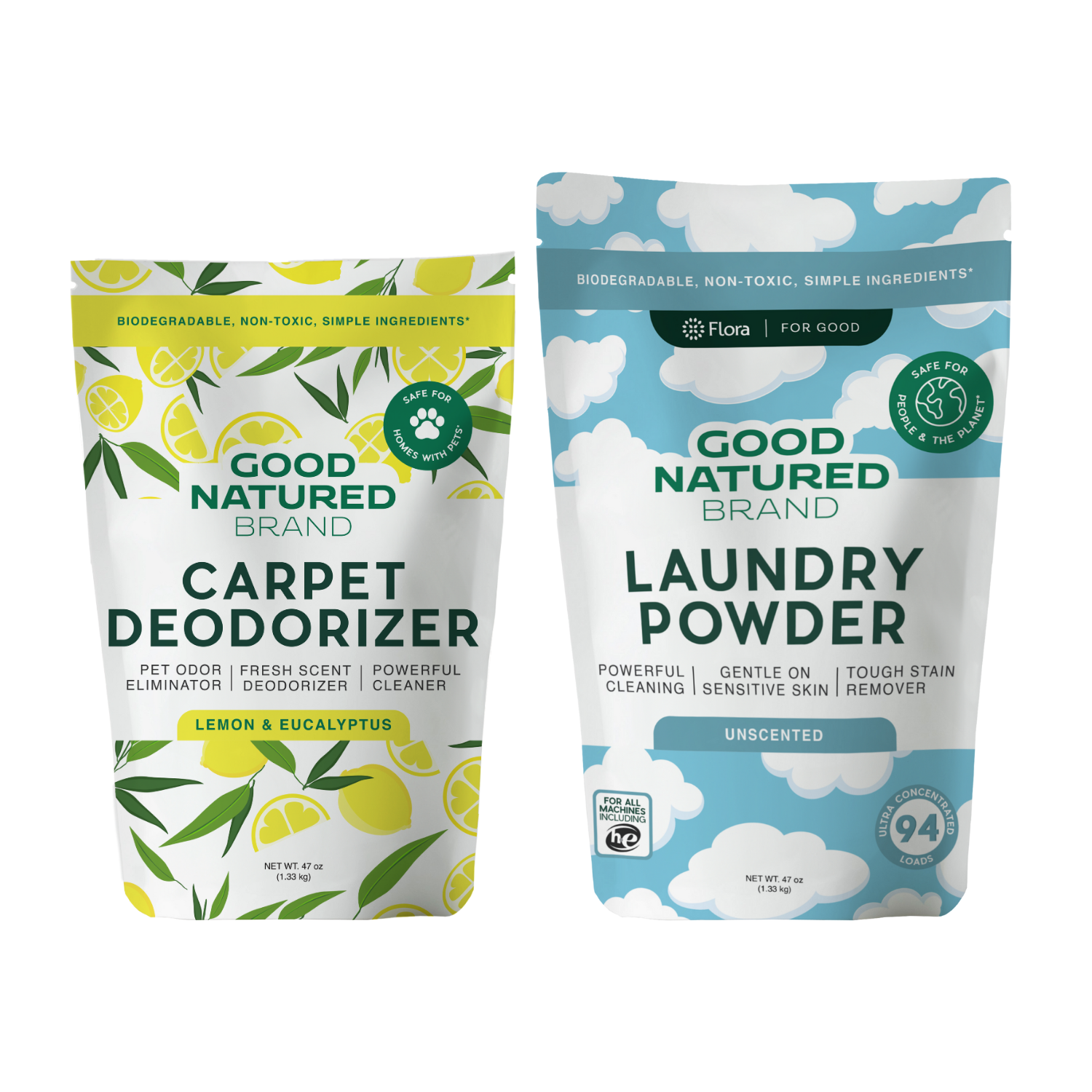 Carpet Deodorizer  - Lemon | 31oz and Laundry Powder - Unscented | 47oz Duo