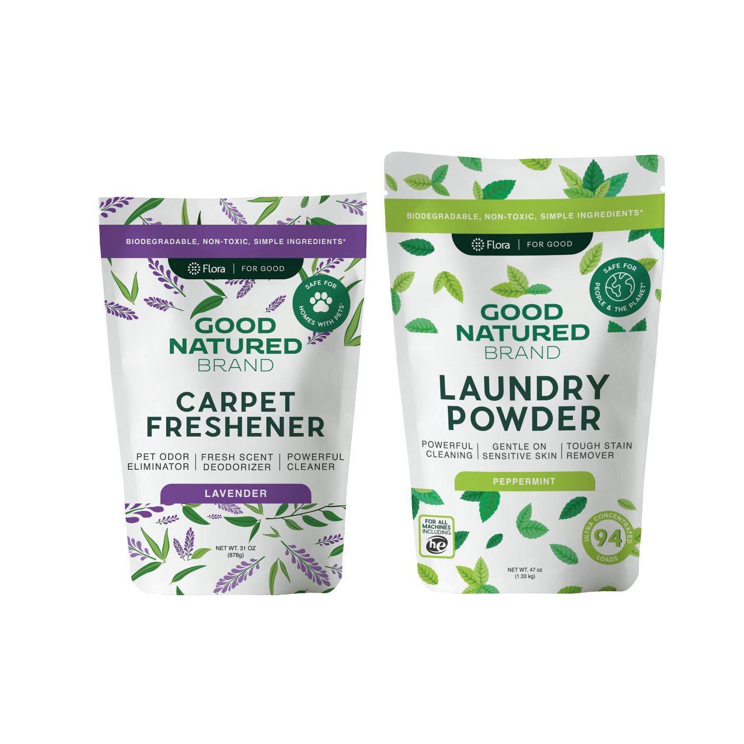 Carpet Freshener - Lavender | 31oz and Laundry Powder - Peppermint | 47oz Duo