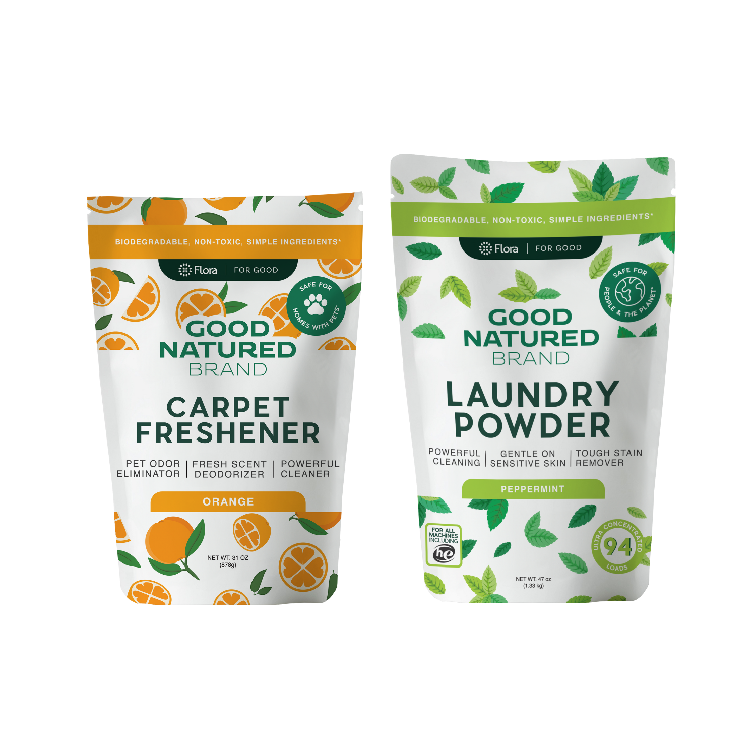 Carpet Freshener - Orange | 31oz and Laundry Powder - Peppermint | 47oz Duo